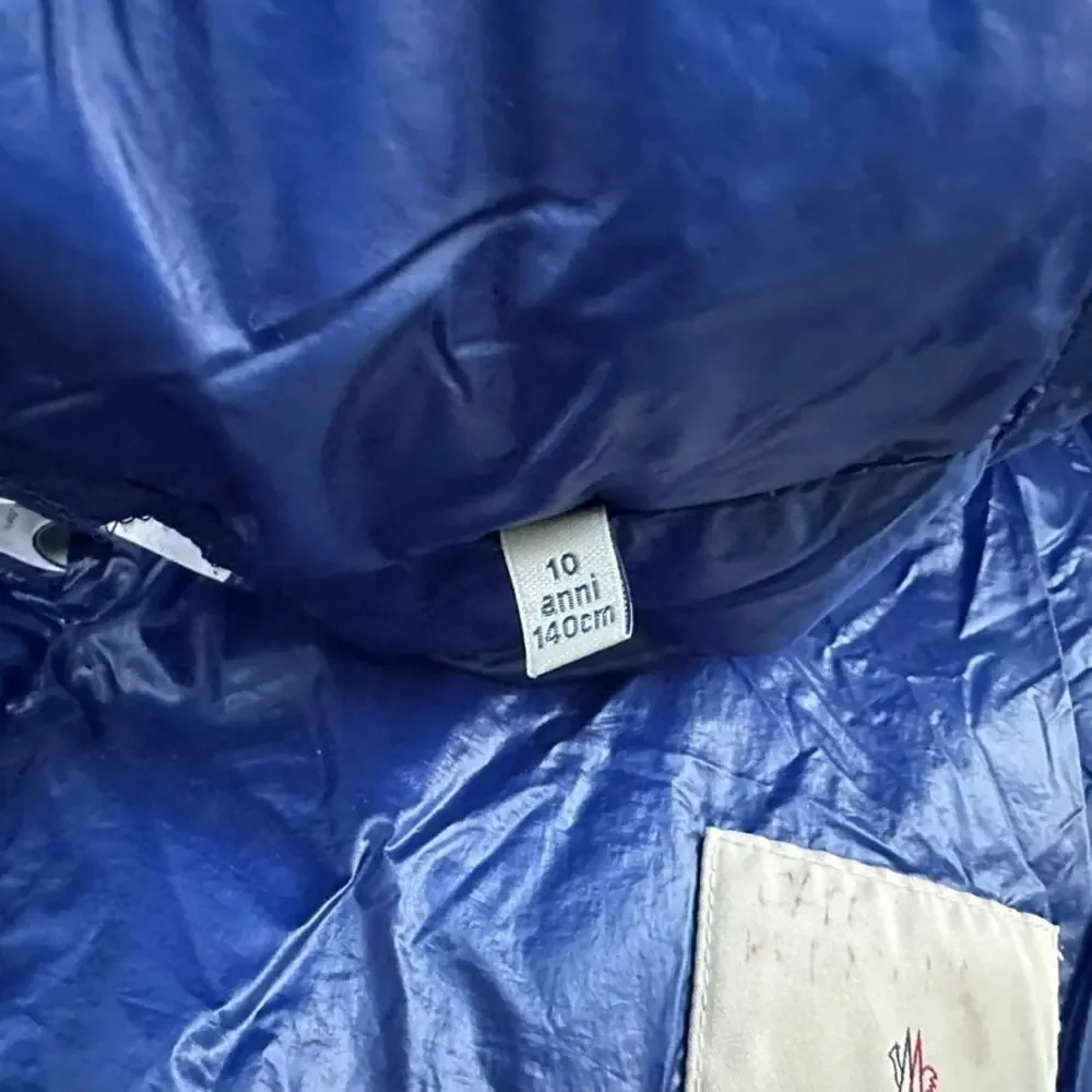 Moncler Gui Kids Boys Puffer Vest Royal Blue Size 10 Shine Classic Fit $445
